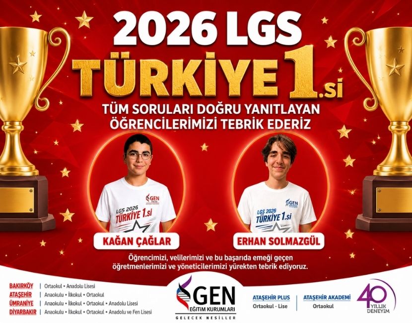 GEN Eğitim Kurumları’ndan 2026 LGS’de Çifte Türkiye Birinciliği